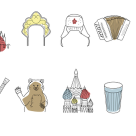 Сет линейных иконок "Россия"