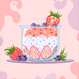 Клубничный йогурт с семенами чиа