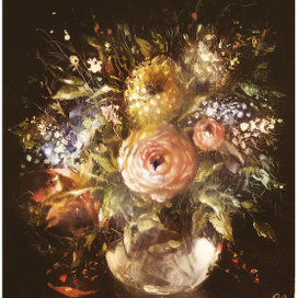 Быстрый натюрморт мастихином на открытку. 