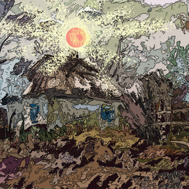 Иллюстрация к сборнику рассказов Г. Рудягина. Смешан. техника.