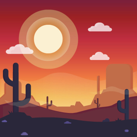 "Sunrise in the desert"/ Векторная иллюстрация