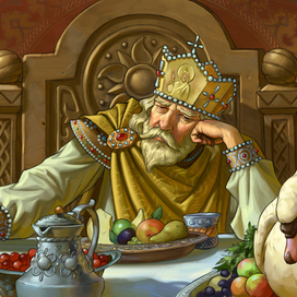 " Призадумался князь Владимир..." Иллюстрация к былине " Добрыня Никитич ".