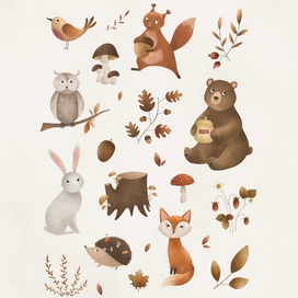 Детский постер «лес и его обитатели»