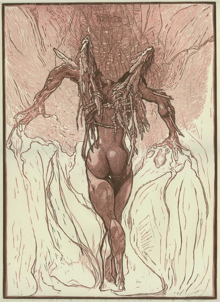 Fallen angel линогравюра