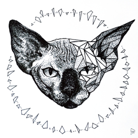 Кот сфинкс (эскиз для татуировки)