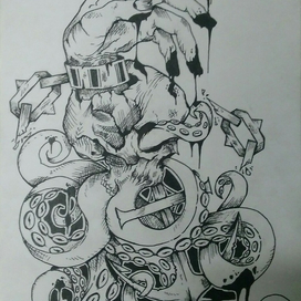 Эскиз принта на футболку.