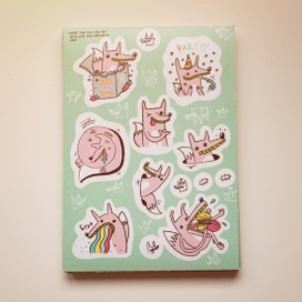 Стикерпак Розовый лис Фрэд