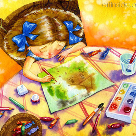 Девочка рисует