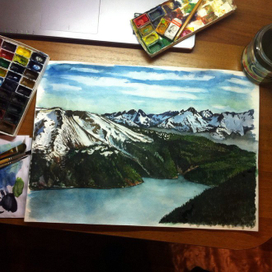 Акварель. Горы