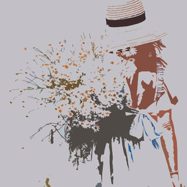 силуэт девушки с букетом