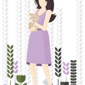 Весенняя девочка с кроликом