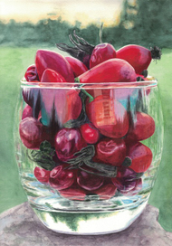 Ягоды шиповник в стеклянном стакане