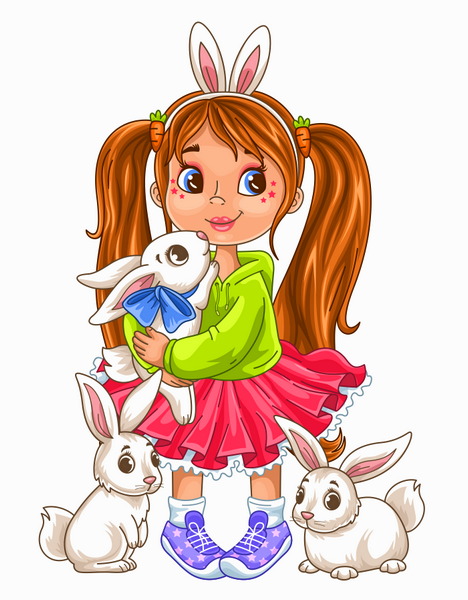 Девочка с кроликами