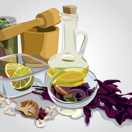 натюрморт с базиликом