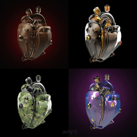 Сердца-моторы в стиле дизельпанк