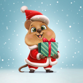Новогодняя Квокка дарит подарок