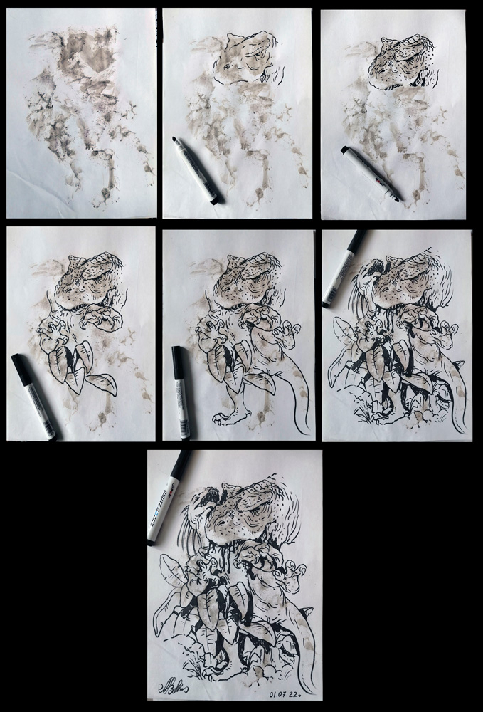 Этапы скетча из пятна