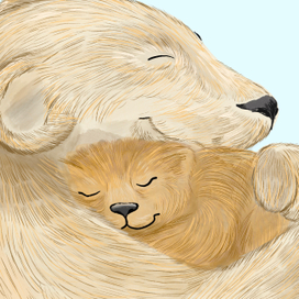 белый медведь с медвежонком