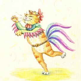 Танцующий кот в костюме петуха 2
