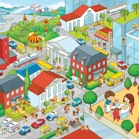 "В городе" постер с наклейками