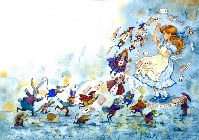 Л.Керролл "Приключения Алисы в стране чудес" тушь,перо,акварель 2013