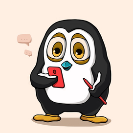 Пингвин с телефоном