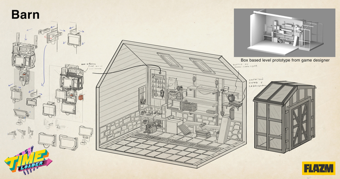 Концепт-арт локации "Сарай" для игры Time Loader
