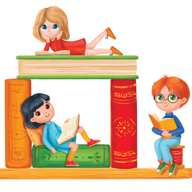 Дети на книжной полке
