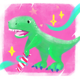 динозавр с конфеткой