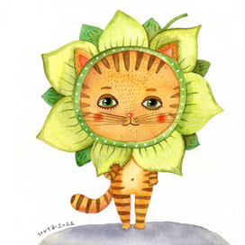 кот в цветке