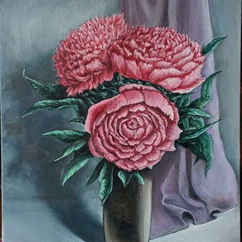 Картина маслом "Розовые пионы"