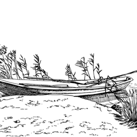Рыбацкя лодка у берега
