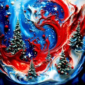 Seasons in fluid art style