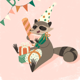 “Happy Birthday” raccoon