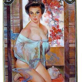 Чаепитие во время весеннего цветения