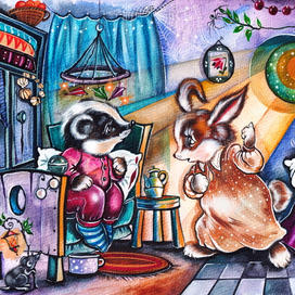 Приключения Барсука и Кролика. А.Серов. Иллюстрация