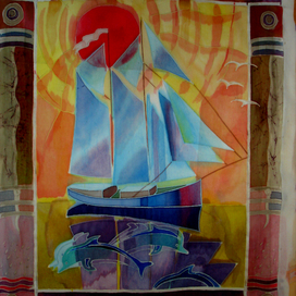 Корабль на закате