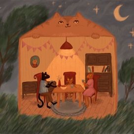 чаепитие в кошачьем доме