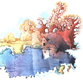 "Жирафное" дерево  ..монотипия