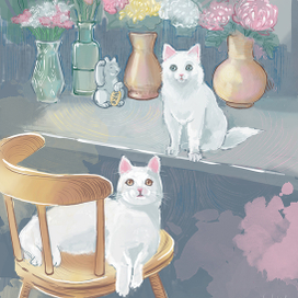 кот большой, кот малый и кот удачи.