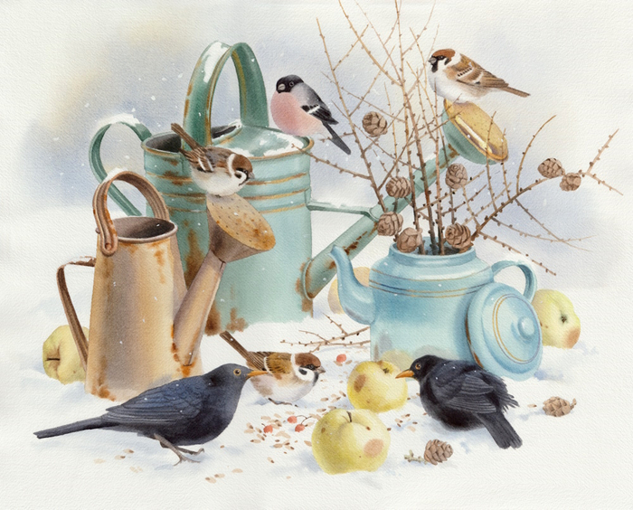 Птицы. Некоммерческая иллюстрация.