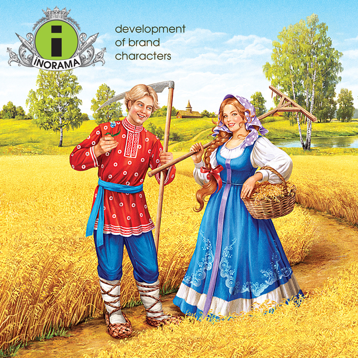 Парень с девушкой. Иллюстрация на упаковку.