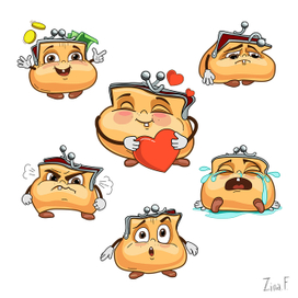 Набор стикеров (sticker  pack "Cute Wallet"