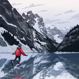 skating on a frozen lake
