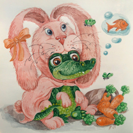 Крокодильчик в костюме зайки