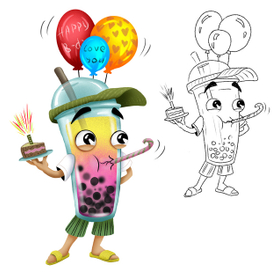 Бренд-персонаж Bubble tea для кафе