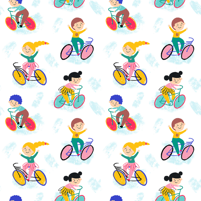 Паттерн дети на велосипедах