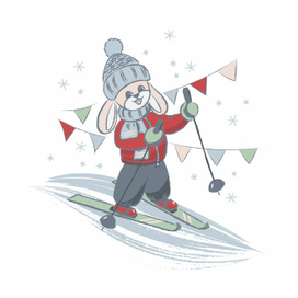Зайчик на лыжах