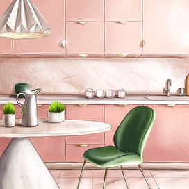 Розовая кухня