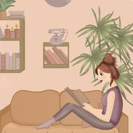 девушка дома